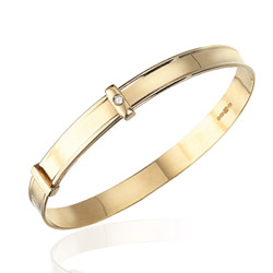 Childrens Jewelry - 0.01 Cts Diamond Blank Band Bangle 14K Yellow Gold