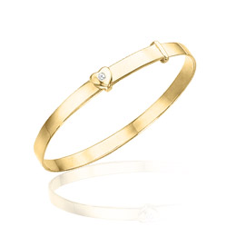 Childrens Jewelry - 0.01 Cts Diamond Heart Bangle in 14K Yellow Gold