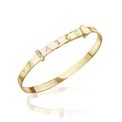 Childrens Jewelry - 0.02-0.04 Cts  SI2 - I1 clarity and I-J color Diamond Alphabet Bangle 14K Yellow Gold