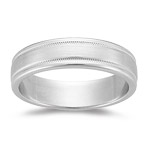 Gents Wedding Band - Flat Gold Milgrain Band