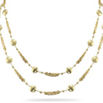 Gold Platted Double Strand Silver Necklace 36 inches