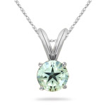 2.75-3.10 Cts of 9 mm AA Texas Star Green Amethyst Solitaire Pendant in 14K White Gold