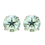 9 mm AA Texas Star Green Amethyst Stud Earrings in 14K White Gold