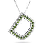1/4 Cts Green Diamond D Initial Pendant in 14K White Gold