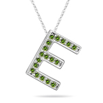 0.30 Cts Green Diamond E Initial Pendant in 14K White Gold