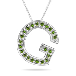 0.27 Cts Green Diamond G Initial Pendant in 14K White Gold