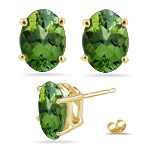 1.70 Cts of 7x5 mm AA  Oval Green Tourmaline Stud Earrings in 14K Yellow Gold