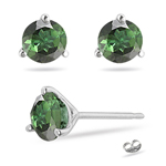 1.65 Cts of 6 mm AA Round Green Tourmaline Stud Earrings in 14K White Gold