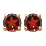 3.09 Cts of 9 mm AA Texas Star Garnet Stud Earrings in 14K Yellow Gold