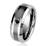 0.06-0.08 Cts Black Diamond 8 mm Beveled Edged Tungsten Wedding Band-12.0