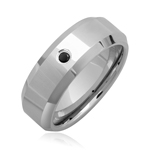 0.06-0.08 Cts Black Diamond 8 mm Beveled Edged Tungsten Wedding Band-12.0