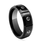 0.25-0.28 Cts Black Diamond 8 mm Beveled Edged Grooved Tungsten Wedding Band