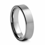 6 mm Brushed and Polished Flat Tungsten Wedding Band