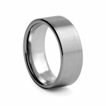 8 mm Brushed and Satin Polished Finish Flat Tungsten Wedding Band