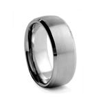 8 mm Beveled-Edge Brushed and Satin Finished Tungsten Wedding Band
