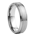 7 mm Beveled Edged Grooved Tungsten Wedding Band