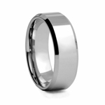 8 mm Beveled Edged High Polished Tungsten Wedding Band