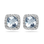 0.20 Cts Diamond & 3.88 Cts Aquamarine Earrings in 14K White Gold
