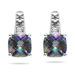 0.01 Ct Diamond & 1.78 Ct Mystic Green Topaz Earrings- 14K White Gold