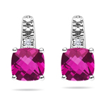 0.01 Cts Diamond & 1.78 Cts Mystic Pink Topaz Earrings -14K White Gold