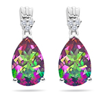 0.08 Cts Diamond & 6.36 Cts Mystic Fire Topaz Earrings- 14K White Gold