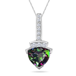 0.09 Cts Diamond & 2.06 Cts Mystic Green Topaz Pendant in 14K White Gold.