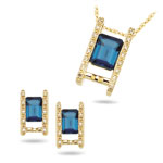 0.18 Cts Diamond and 6.16 Cts London Blue Topaz Set in 14K Yellow Gold