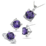 0.09 Ct Diamond & 8.97 Cts Amethyst Set in 14K White Gold