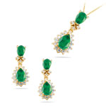 0.75 Cts Diamond & 2.25 Cts Natural Emerald Set in 14K Yellow Gold