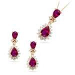 0.75 Ct Diamond & 2.25 Cts Ruby Set in 14K Yellow Gold