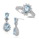 0.84 Ct Diamond & 2.50 Cts Aquamarine Set in 14K White Gold