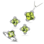 0.13 Cts Diamond & 4.11 Cts Peridot Set in 14K White Gold