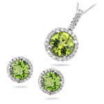 0.50 Cts Diamond & 5.86 Cts Peridot Set in 14K White Gold