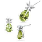 0.09 Cts Diamond & 3.60 Cts Peridot Set in 14K White Gold