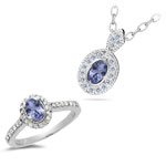 0.39 Cts Diamond &  0.72 Cts Tanzanite Set in 14K White Gold