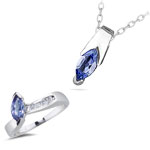 0.07 Ct Diamond & 1.00 Cts Tanzanite Set in 14K White Gold