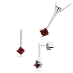 1.20 Cts Red Sapphire Jewelry Set in 14K White Gold