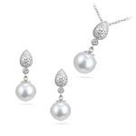 1.00 Ct Diamond & Akoya Pearl Set in 14K White Gold