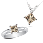 1.14 Cts Brown Diamond Jewelry Set in 14K White Gold