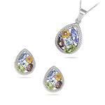 3.19 Cts Multi Gemstone Jewelry Set in 14K White Gold