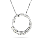 0.45-0.50 Cts  SI2 - I1 clarity and I-J color Diamond Circle Journey Pendant in 14K White Gold
