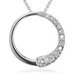 0.20-0.25 Cts  SI2 - I1 clarity and I-J color Diamond Circle Journey Pendant in 14K White Gold