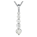 1/4 Cts Diamond Five Stone Classic Journey Pendant in 14K White Gold