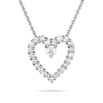 0.60 Cts Diamond Heart Journey Pendant in 14K White Gold