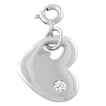 Sterling Silver White Cubic Zirconia Heart To Heart Charm