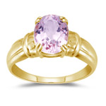 2.65 Cts 10x8 mm AA Oval Kunzite Solitaire Ring in 14K Yellow Gold