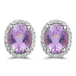 0.37 Cts Diamond & 6.00 Cts Kunzite Earrings in 14K White Gold