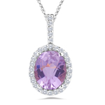 0.22 Ct Diamond & 3.00 Ct Kunzite Pendant in 14K White Gold