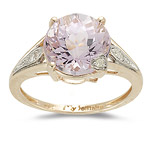 Kunzite Ring - 0.05 Ct Diamond & AA Kunzite Ring in 14K Gold