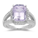 Kunzite Ring - 0.56 Ct Diamond & Kunzite Ring in 14K Gold